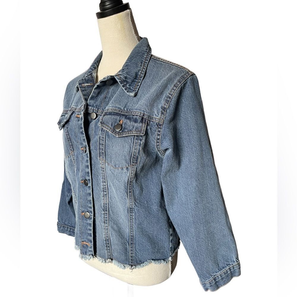 1 Sunset Lane Vintage Vibe 100% Cotton Button Down Denim Jacket (Size: Medium)